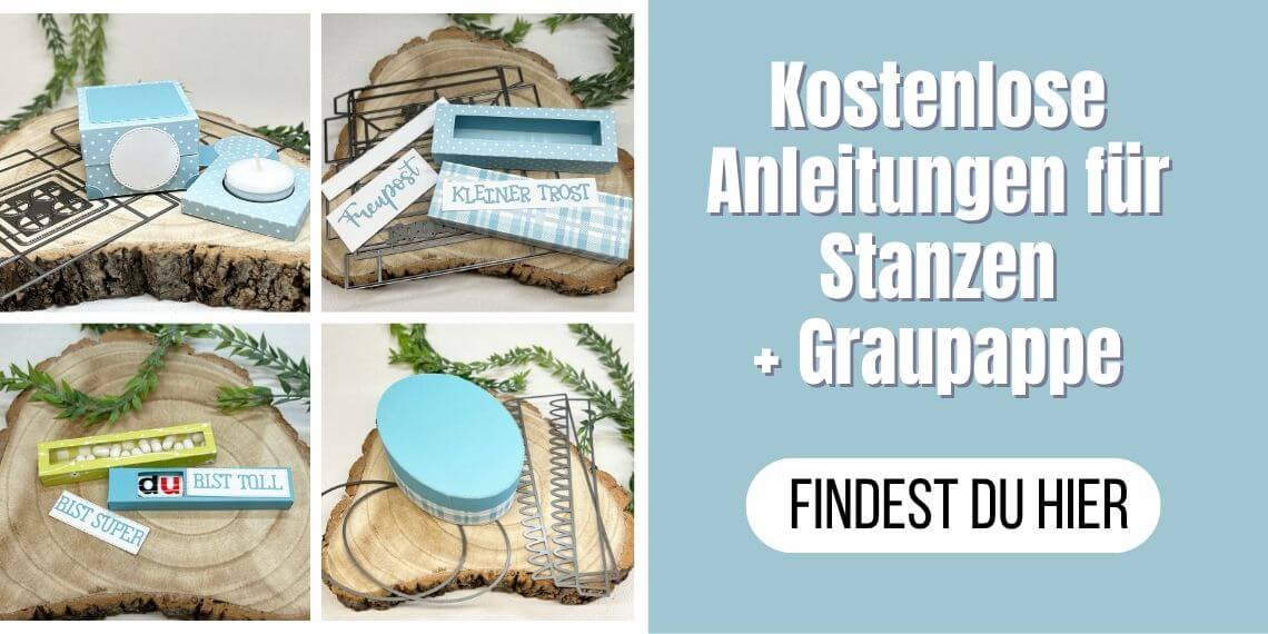 Bild mit Hellblauem Hintergrund, kostenlose Anleitungen für Stanzen und Graupappe