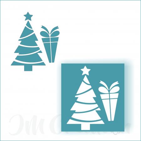 Tanne + Geschenk - Stanzschablone