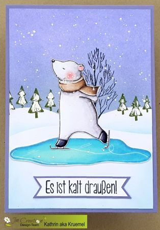 Bär mit Schlittschuhen  - Stempelgummi