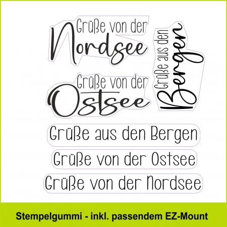 Grüße Berge + Meer - Stempelgummi