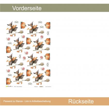 Gans auf Besen - Serie: Halloween - Designpapier