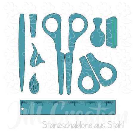 Stanzschablone - Pinsel, Schere + Co