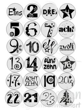 Adventskalenderzahlen 1  - Stempelgummi