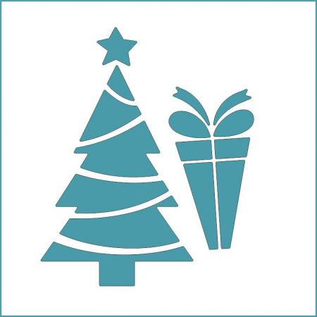 Tanne + Geschenk - Stanzschablone