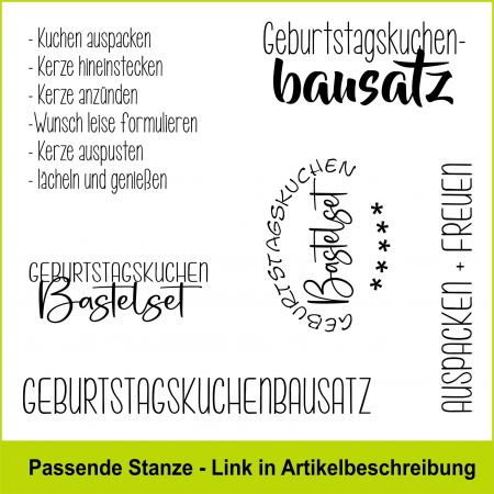 Geburtstagskuchenbausatz für Etikettenset - Stempelgummi