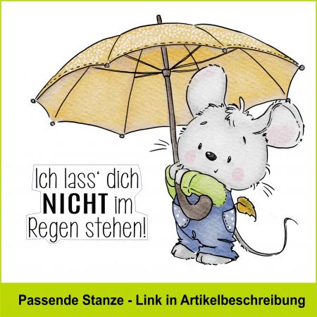 Maus mit Schirm - Stempelgummi