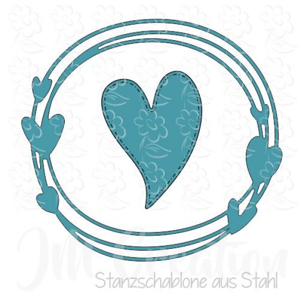 Stanzschablone - Herz im Rahmen rund