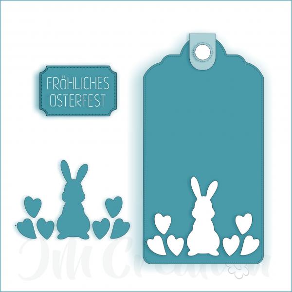 Hasen-Etikett - Stanzschablone