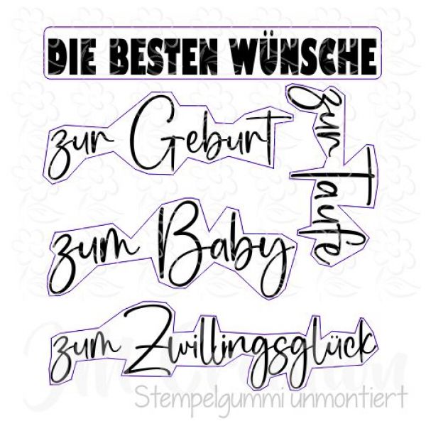 Beste Wünsche Baby - Stempelgummi
