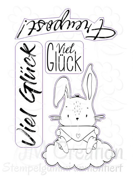 Hase mit Brief  - Stempelgummi