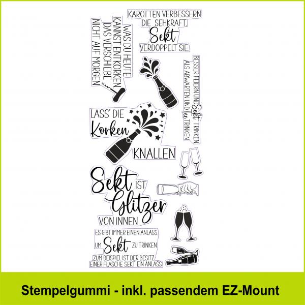 Sekt-Glitzer - Stempelgummi 20,5x9cm