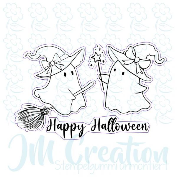 Happy Halloween Geister - Stempelgummi