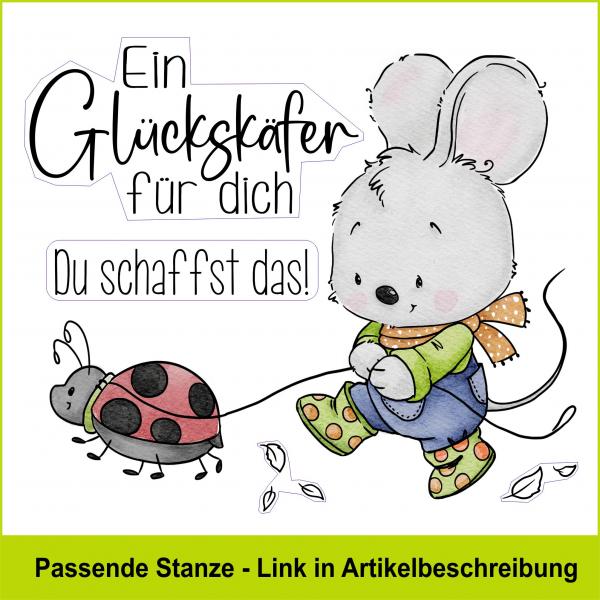 Maus mit Käfer - Stempelgummi