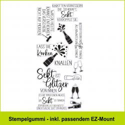 Sekt-Glitzer - Stempelgummi 20,5x9cm